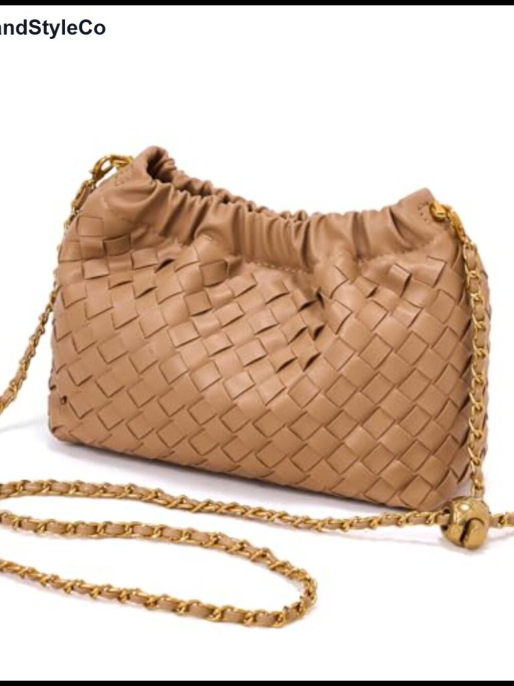 Woven Leather Dumpling Bag Crossbody Purse Ruched Clutch
